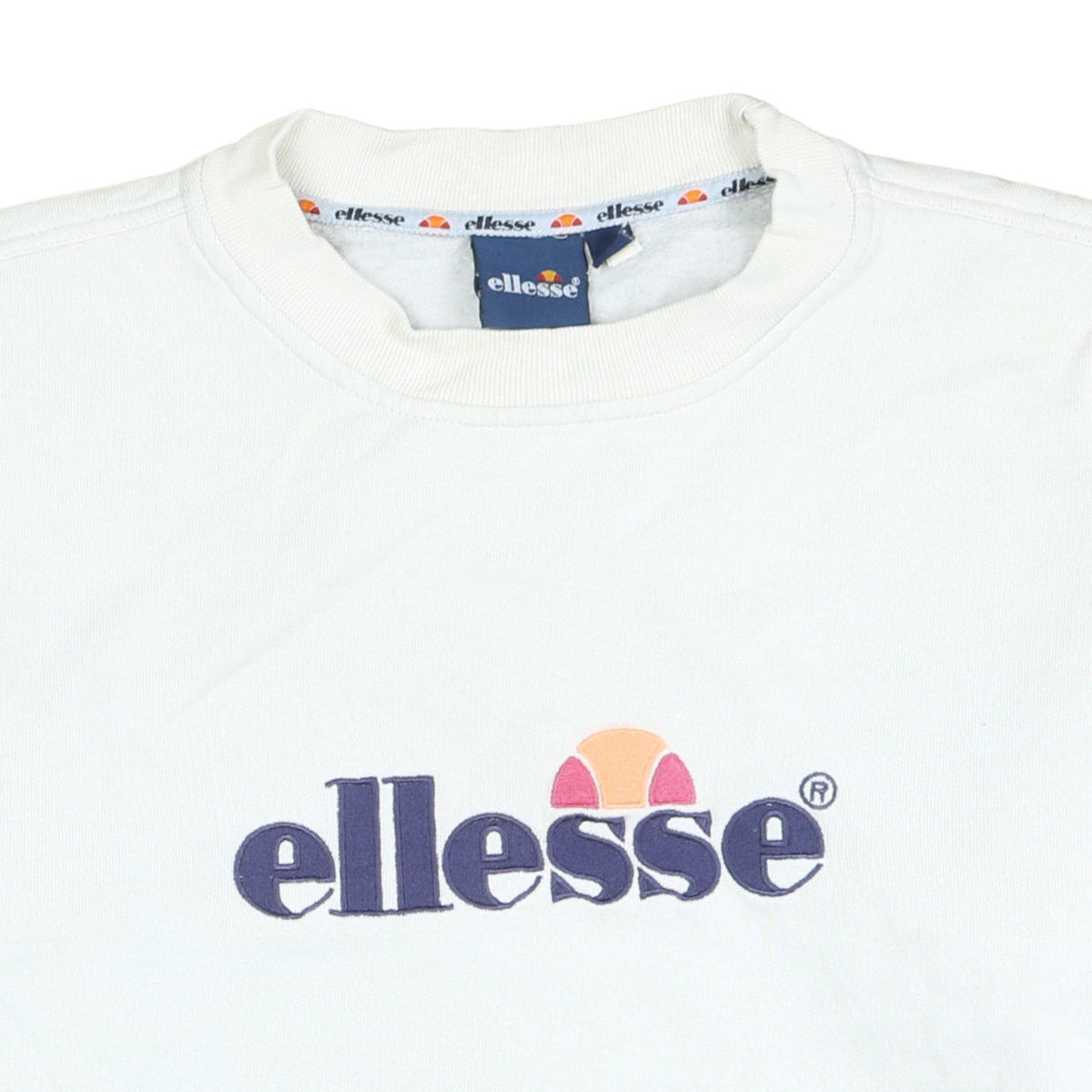 Ellesse Womens White Small Pullover Sweatshirt Crew Neck Long Sleeve Logo