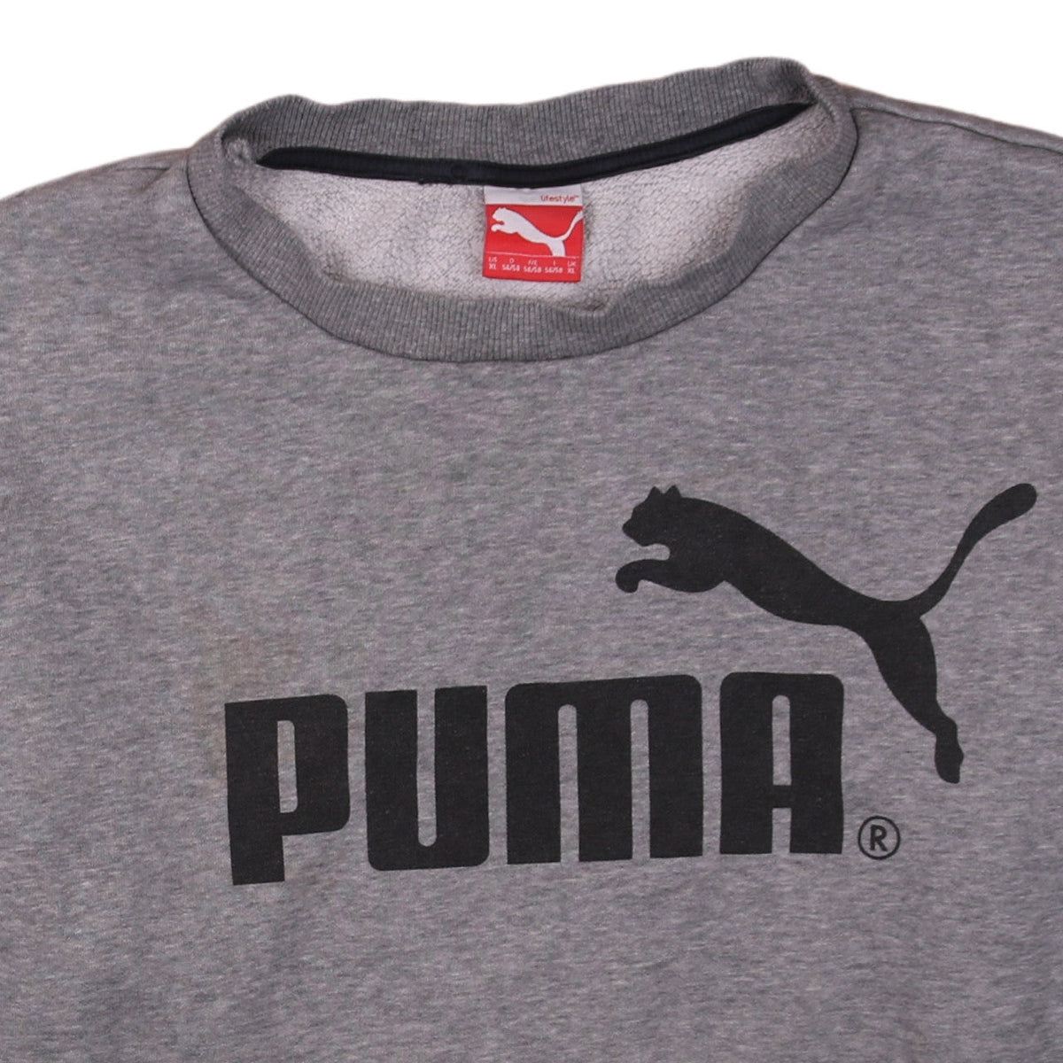 Puma Men's Grey XL Crew Neck Logo Pullover Sweatshirt