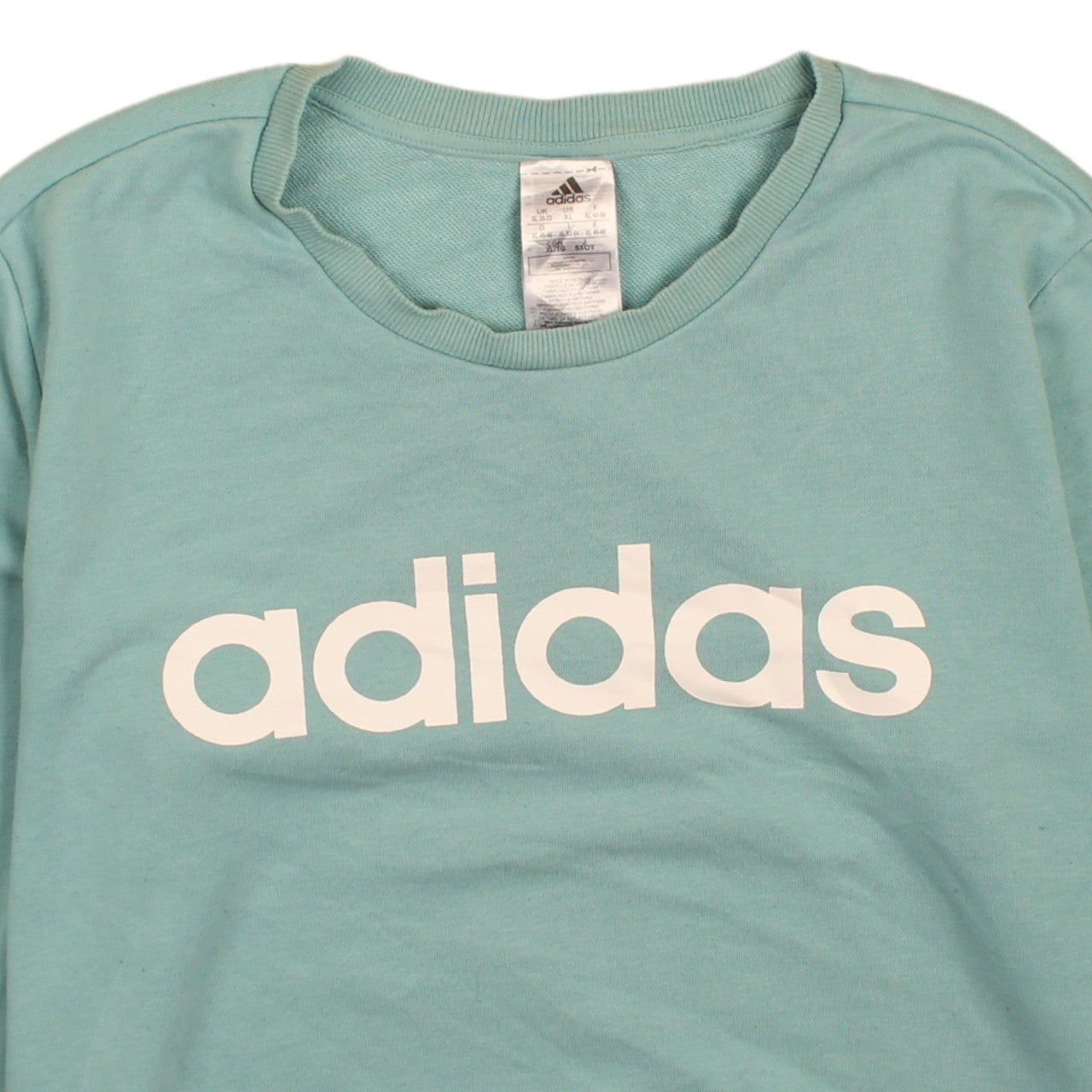 Adidas Women Mint Green Logo Sweatshirt XL 20-22 Crew Neck Pullover