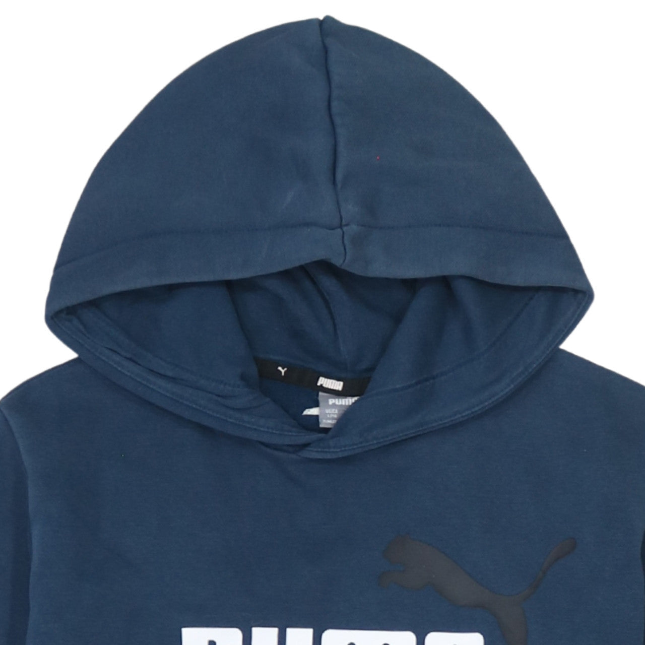 Puma Boys Blue Pullover Hoodie 13-14Y 164cm Logo Print Cotton Blend