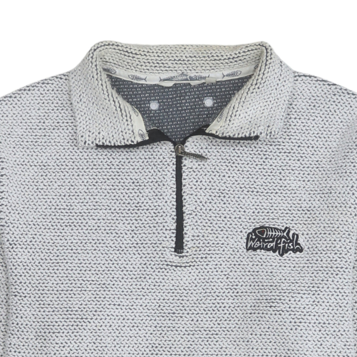 Weird Fish Men's Grey 1/2 Zip Knit Sweatshirt S Regular Fit