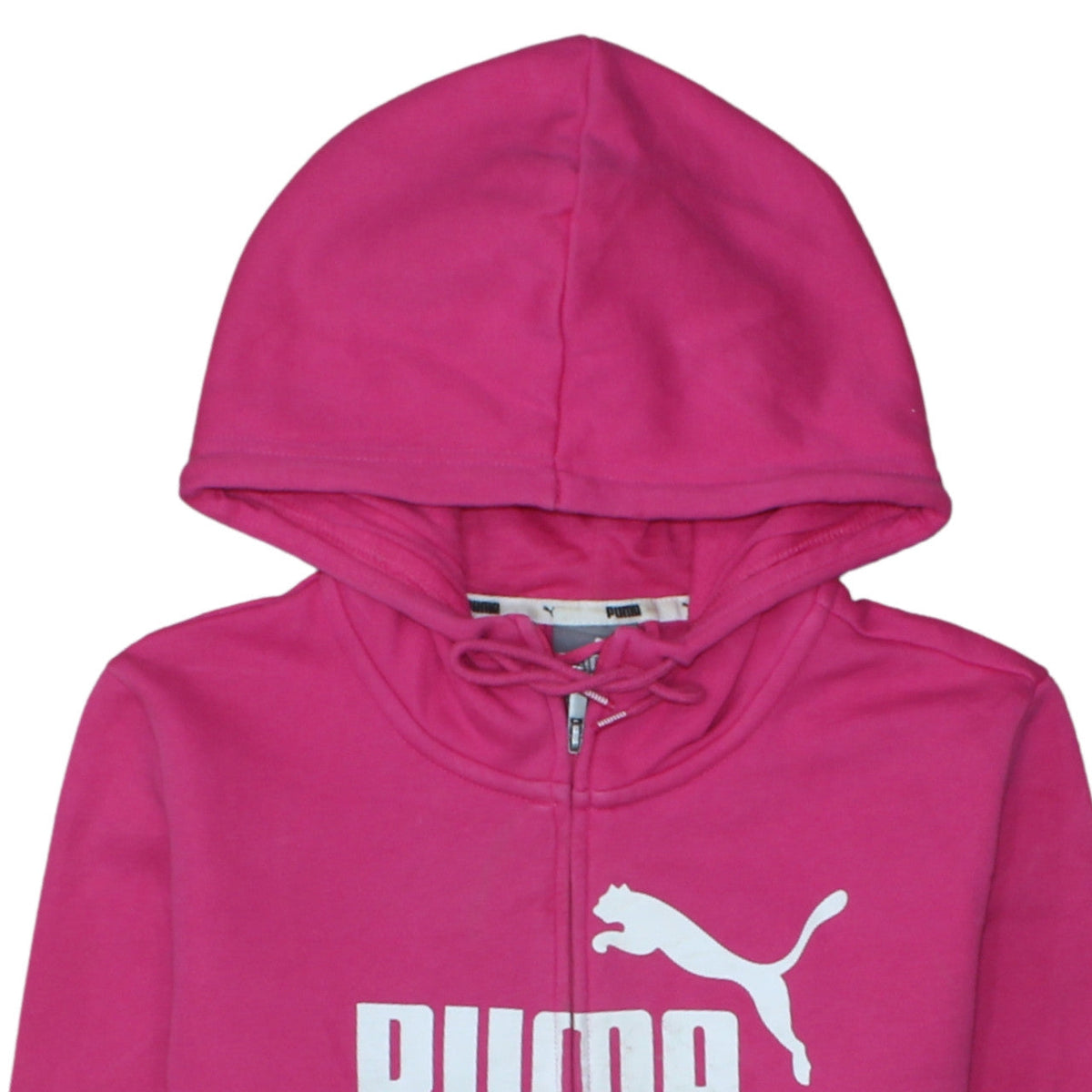 Puma Womens Pink Full Zip Hoodie Size 12 Medium Logo Hooded Sweatshirt