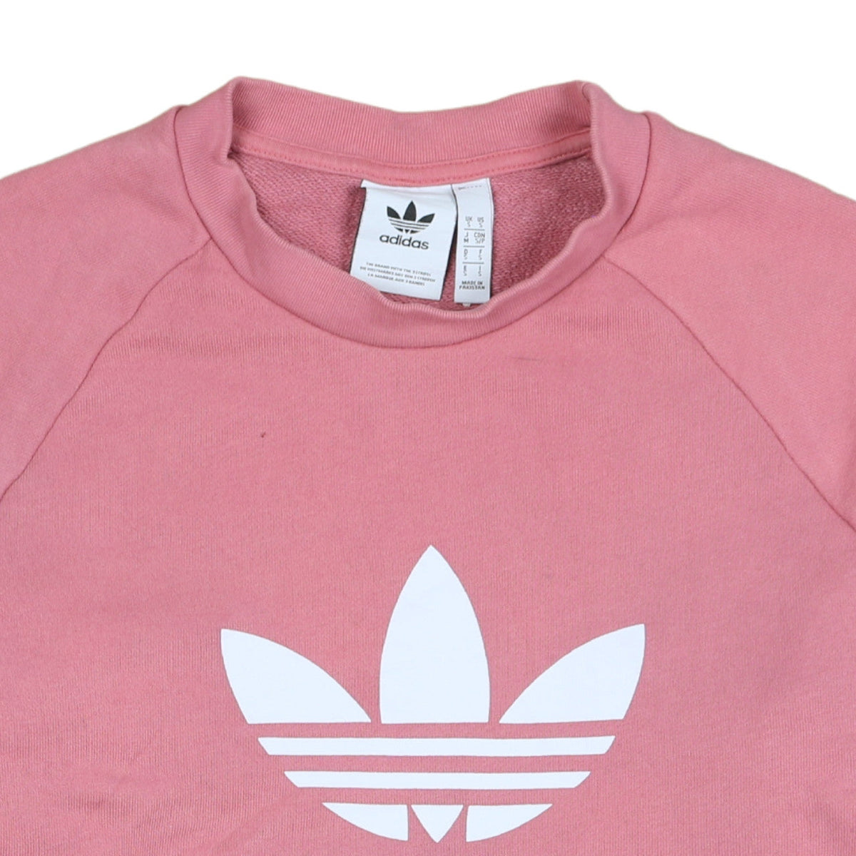 Adidas Womens Pink Crew Neck Sweatshirt Size S Cotton Logo Pullover