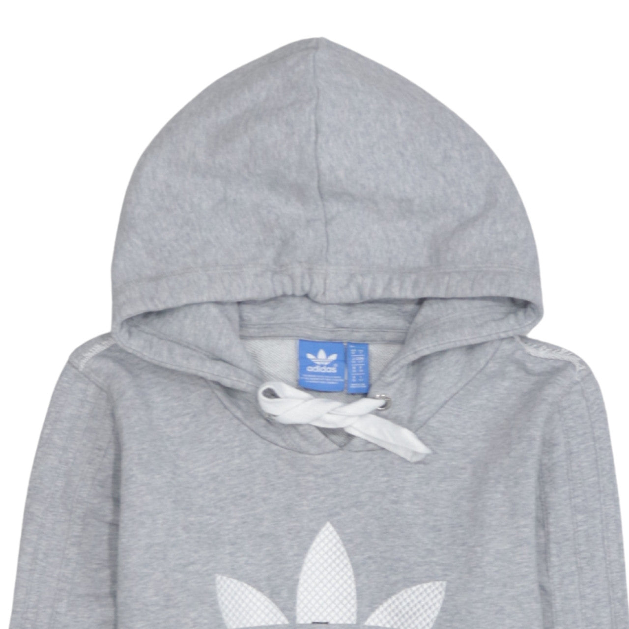 Adidas Womens Grey Hoodie Size 10 Classic Trefoil Logo Pullover