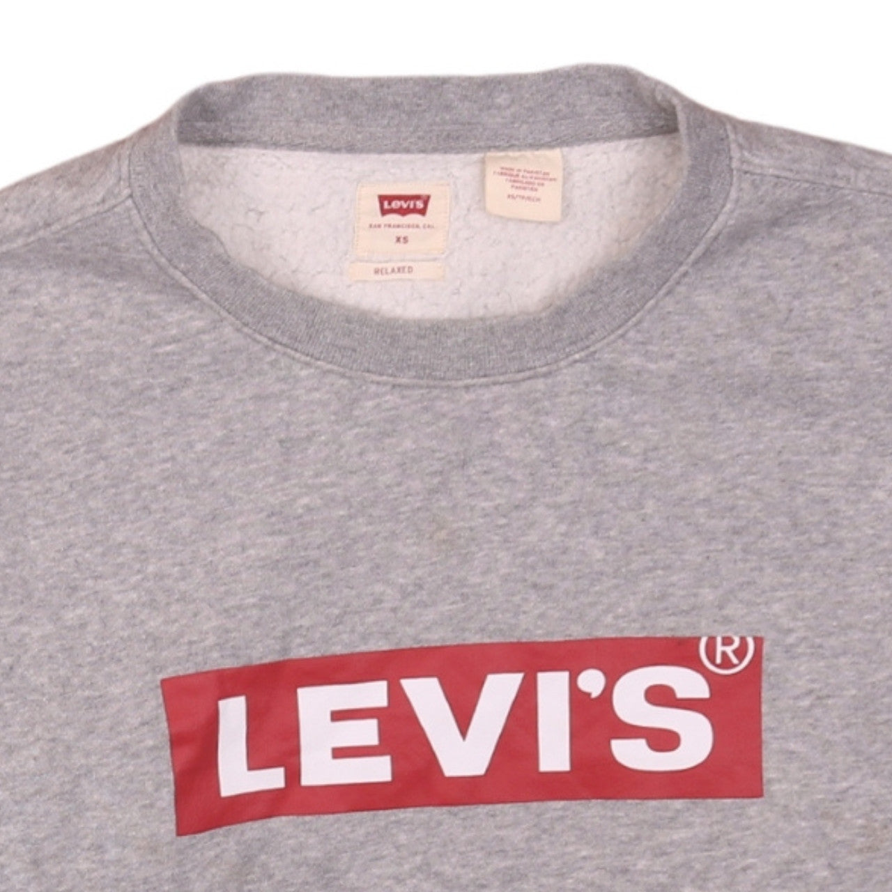 Levi's Men's Grey XS Relaxed Fit Logo Crew Neck Sweatshirt