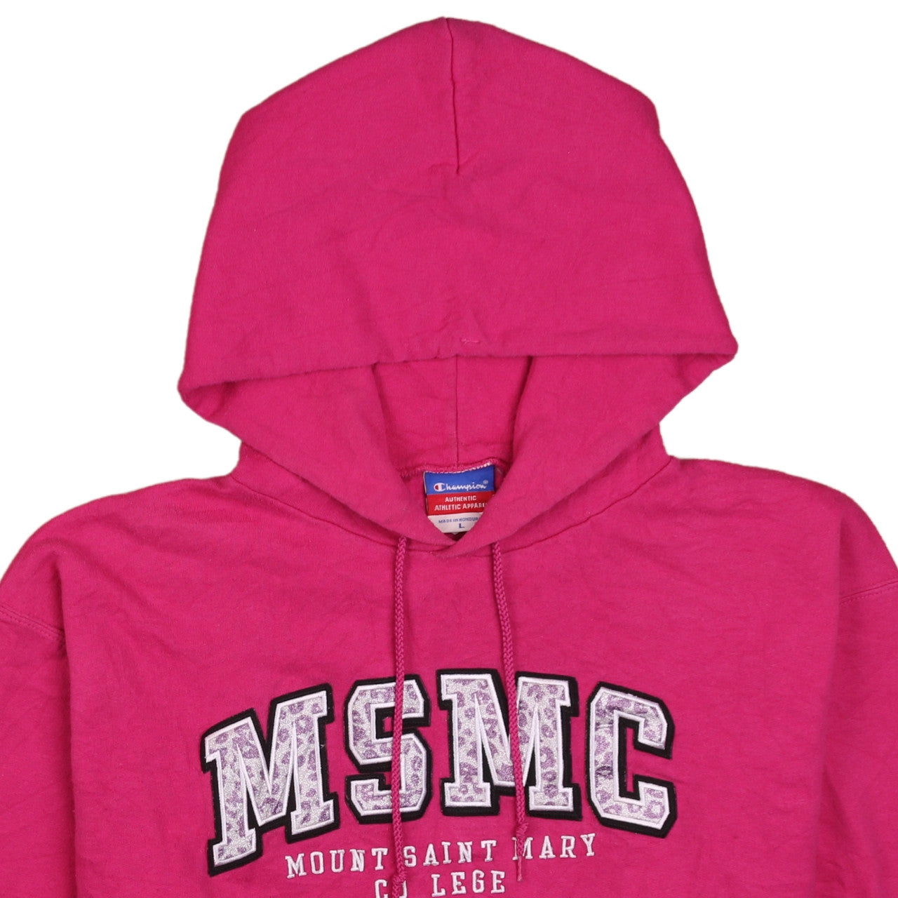 Champion Womens Pink MSMC Pullover Hoodie Size L Cotton Blend