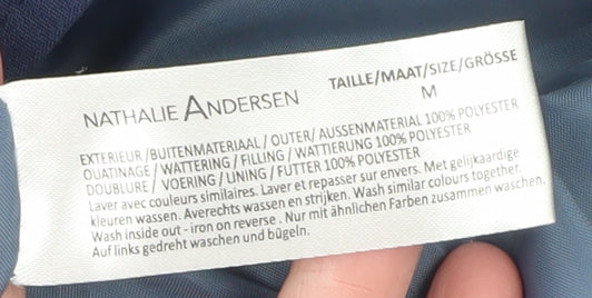 Nathalie Andersen Womens Blue Hooded Mid-Length Puffer Jacket M
