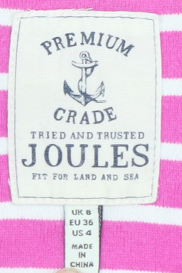 Joules Womens Pink Striped Long Sleeve Cotton T-Shirt UK 8