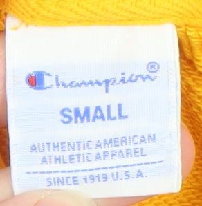 Champion Womens Yellow Hoodie Small Pullover Cotton Logo Casual