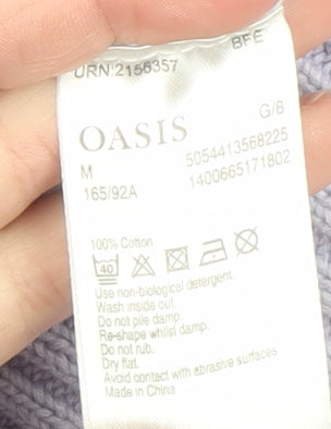 Oasis Women’s Purple Cotton Cable-Knit Jumper Size 12