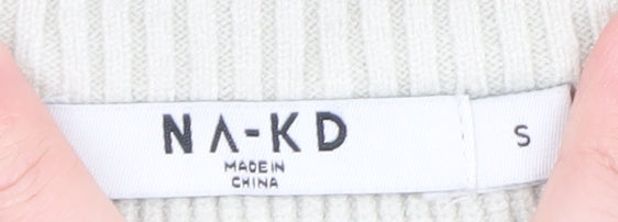 NA-KD Women’s Black White Stripe Knit Jumper Size S Crew Neck Pullover