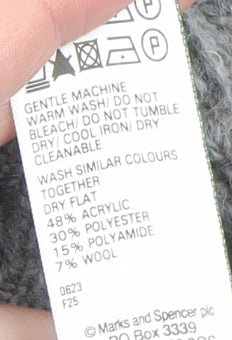 Marks & Spencer Women’s Grey High Neck Half Zip Ribbed Knit Jumper Size S