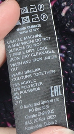 Marks & Spencer Womens Black Size 18 Chunky Knit Crew Neck Jumper