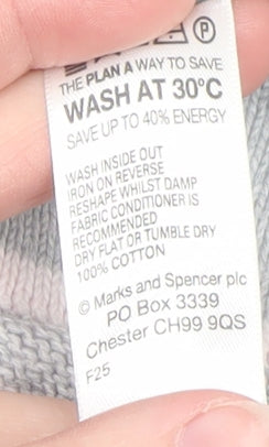 Marks & Spencer Women Grey Striped High Neck Cotton Jumper UK 12