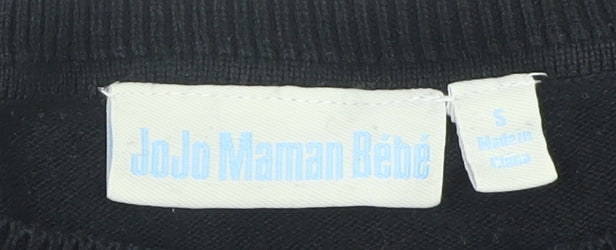 JoJo Maman Bébé Women Black Striped Knit Shift Dress Size S