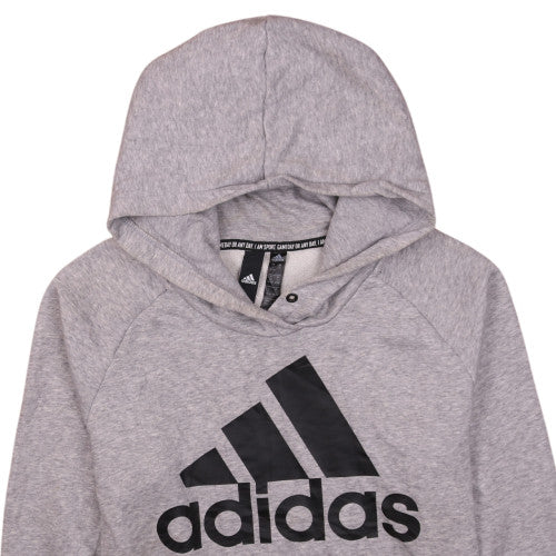Adidas Womens Grey Pullover Hoodie Size L 16-18 Logo Design