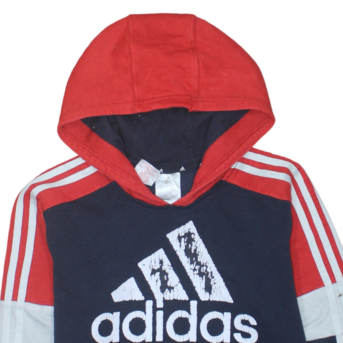 Adidas Boys Blue Red Pullover Hoodie 13-14 Years Graphic Fleece Sweatshirt
