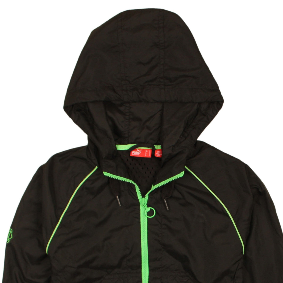 Puma Womens Black Hooded Windbreaker Jacket Size 10