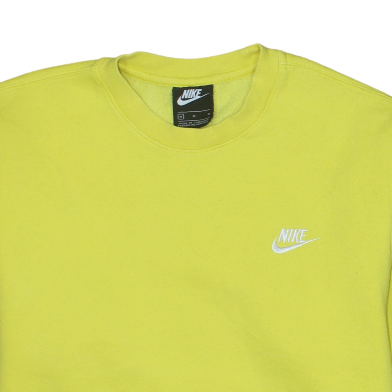 Nike Men Yellow Crew Neck Pullover Sweatshirt M Regular Fit Fleece