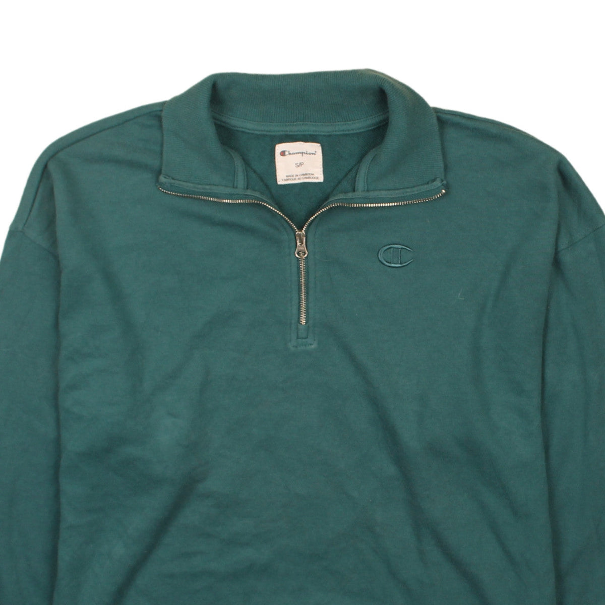 Champion Men’s Green 1/2 Zip Fleece Sweatshirt Size S