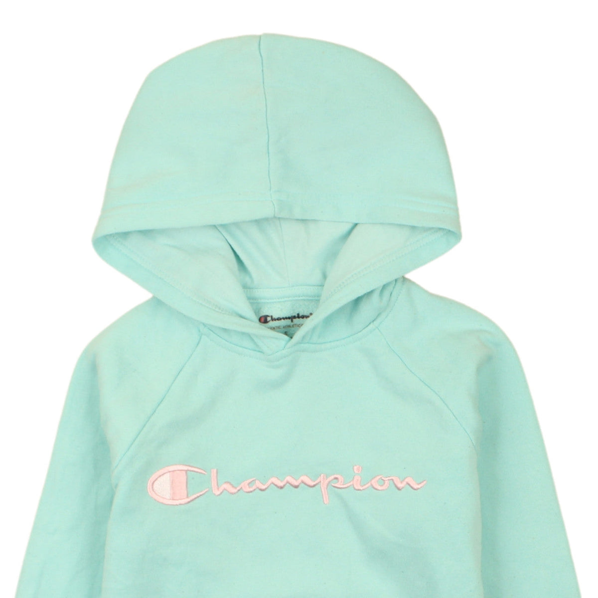 Champion Girls Aqua Blue Pullover Hoodie Small - Embroidered Logo, Fleece Lined