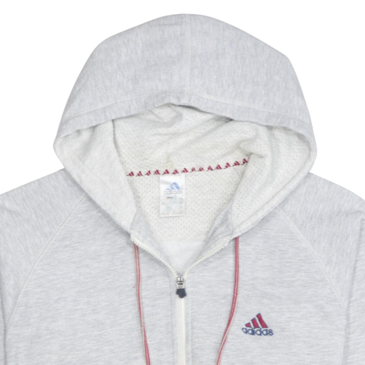 Adidas Womens Grey Full Zip Hoodie Medium Cotton Blend Logo