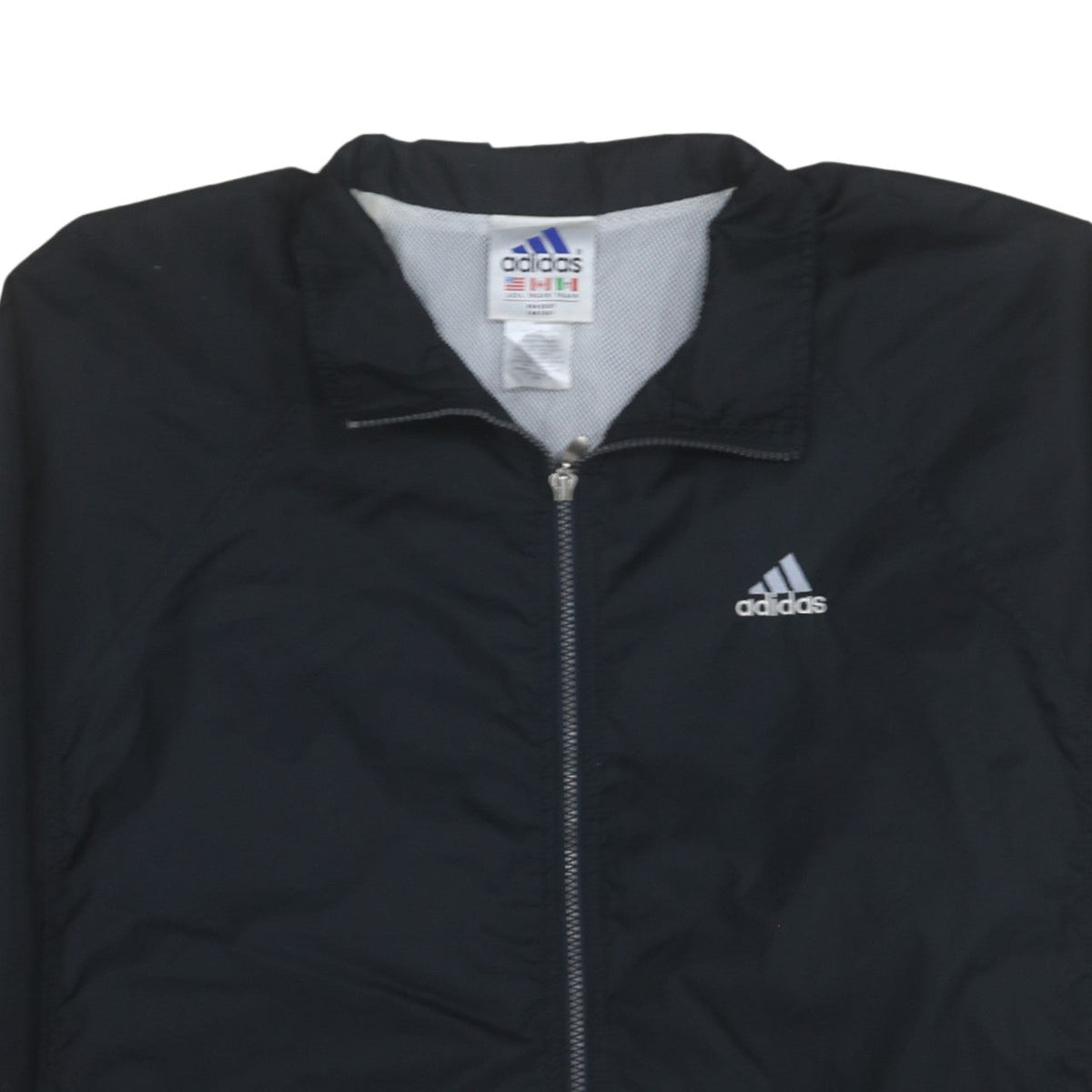 Adidas Mens Black L Windbreaker Zip Jacket Lightweight Sportswear