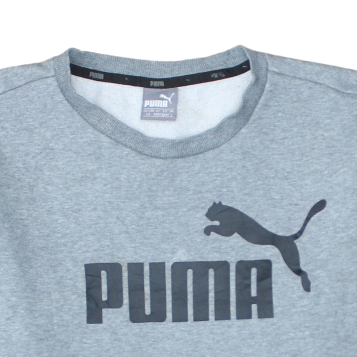 Puma Men's Grey Logo Crew Neck Pullover Sweatshirt Size L