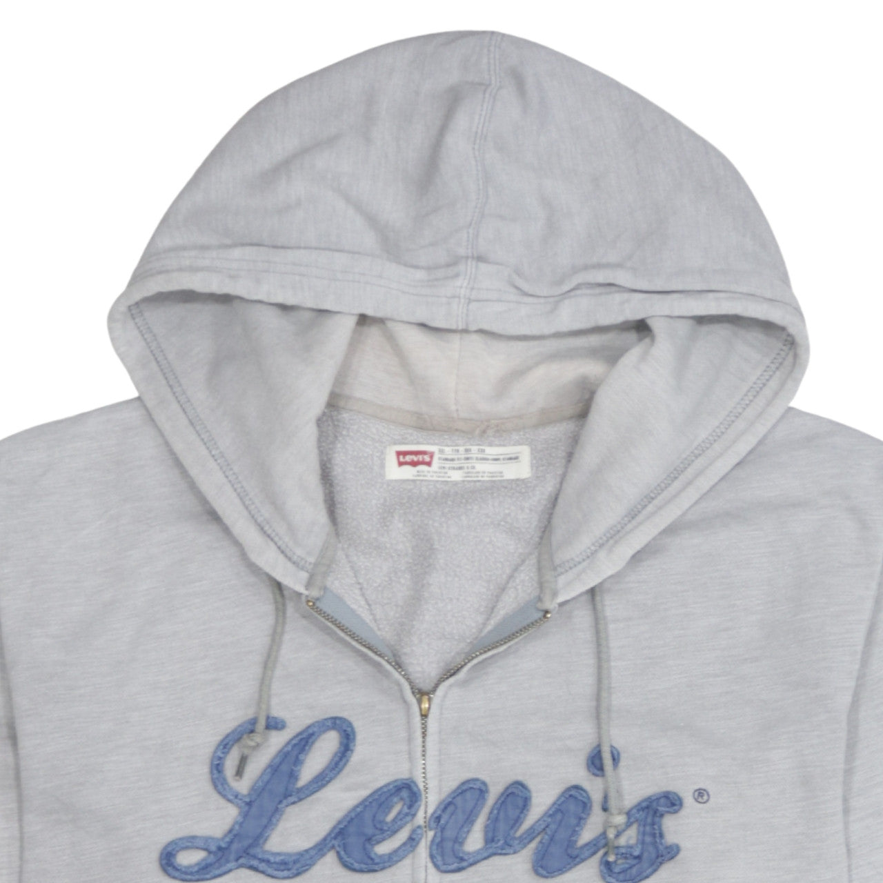 Levi's Men's Grey Full Zip Hoodie 2XL Embroidered Classic Fleece