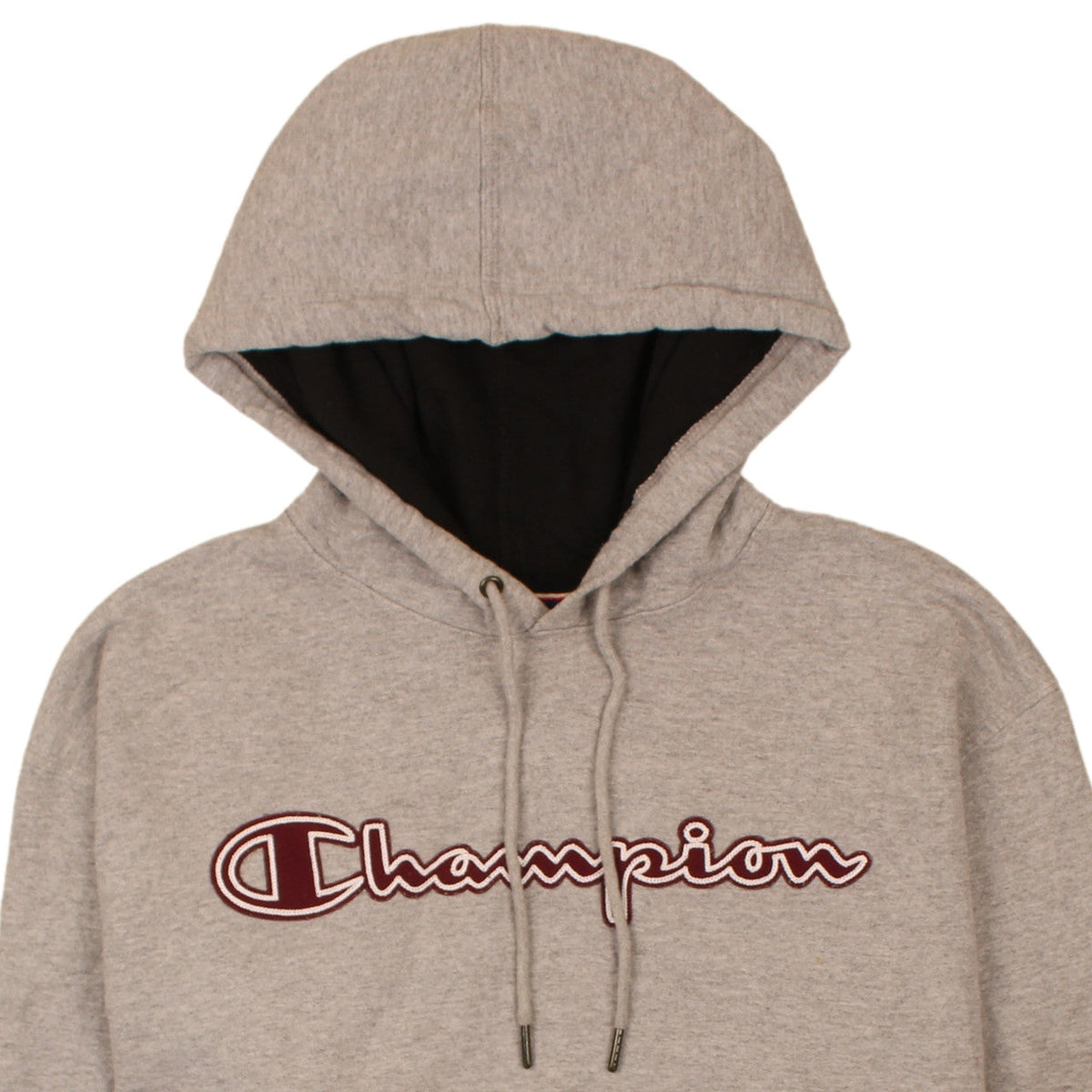 Champion Mens Grey Pullover Hoodie M Embroidered Logo