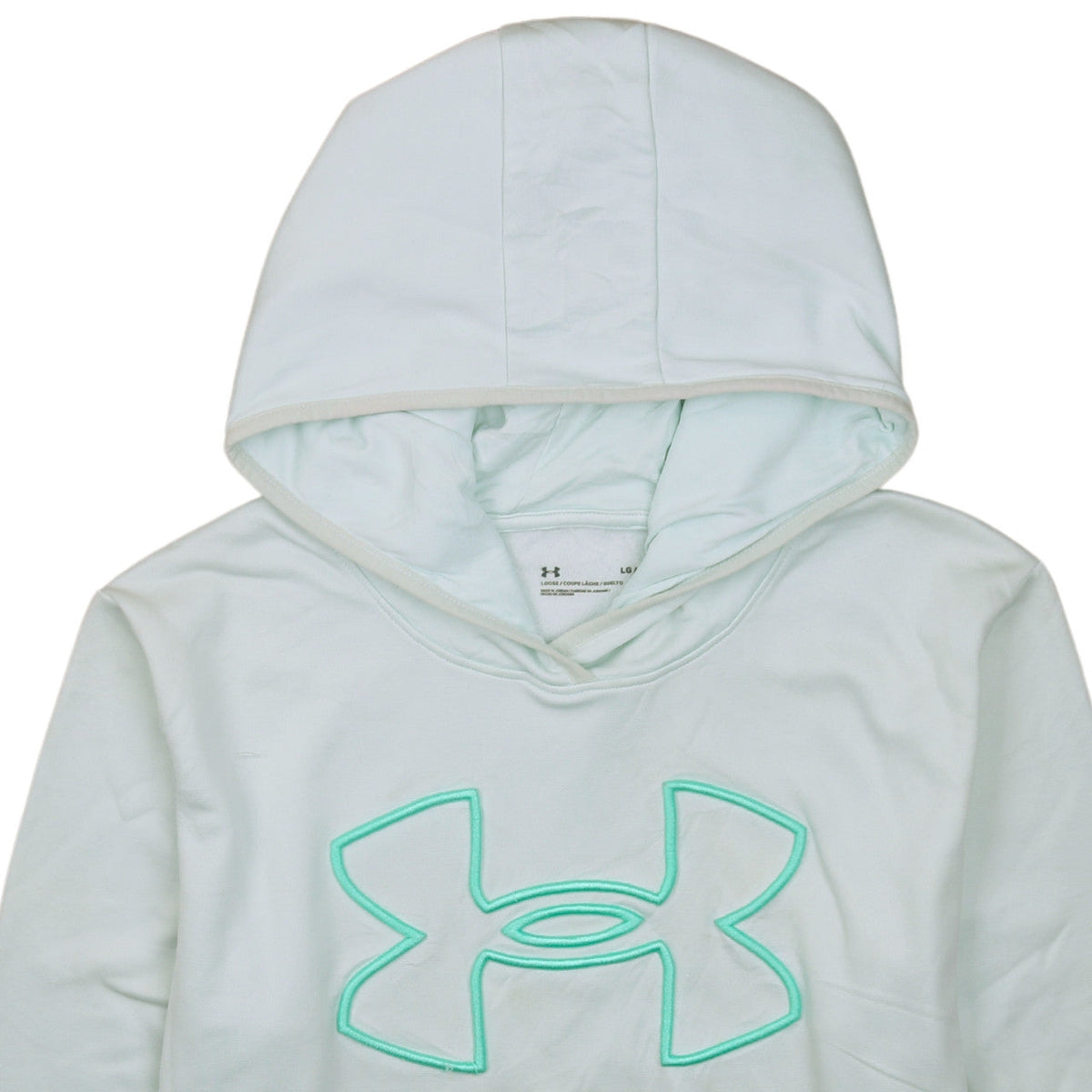 Under Armour Men's White Pullover Hoodie L Logo Fleece Sportswear