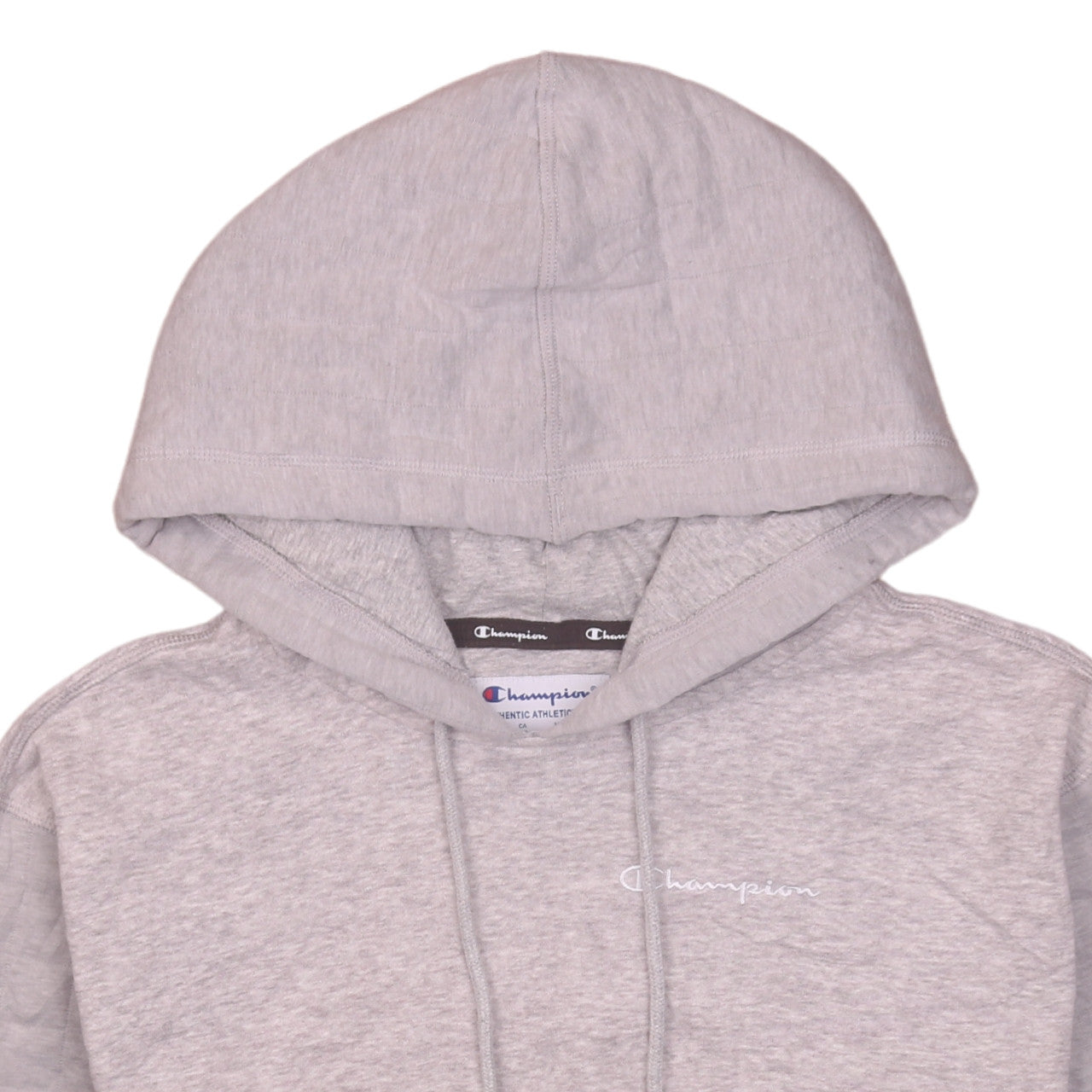 Champion Men's Grey Pullover Hoodie Size S Quilted Sleeve Athletic Style