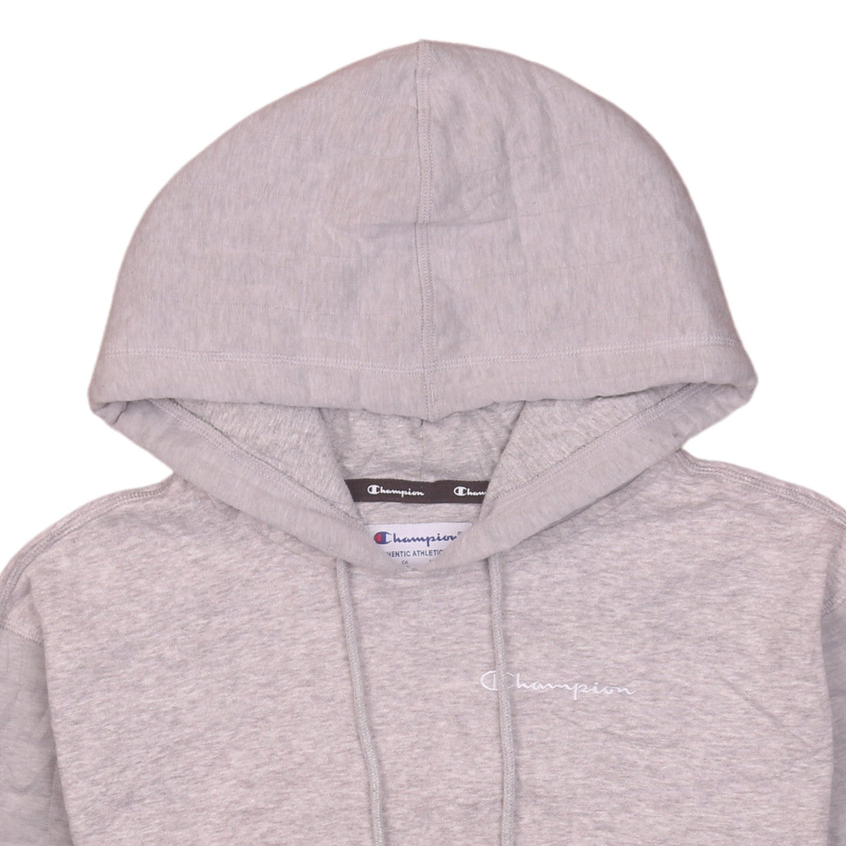 Champion Men's Grey Pullover Hoodie Size S Quilted Sleeve Athletic Style