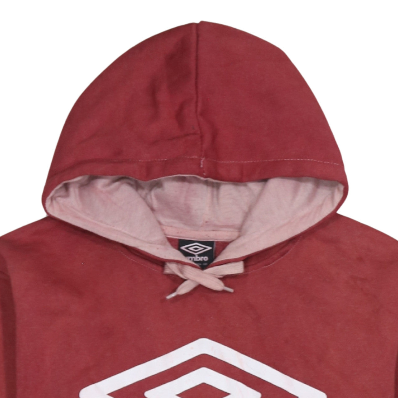 Umbro Men's Red Pullover Hoodie L Fleece Sportswear Sweatshirt