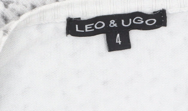 LEO & UGO Womens Grey Knit Cardigan Size 12 Long Sleeve