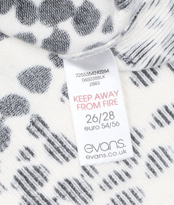 Evans Women’s Black Animal Print V-Neck Plus Size Pullover Jumper 26/28