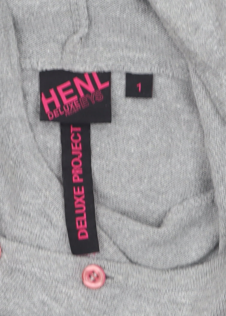 Henleys Womens Grey High Neck Hooded Pullover Jumper Size S