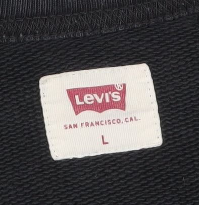 Levi's Men's Black Logo Crew Neck Pullover Sweatshirt L