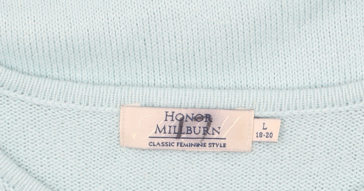 Honor Millburn Women's Blue Floral Embroidered Knit Jumper L 18-20