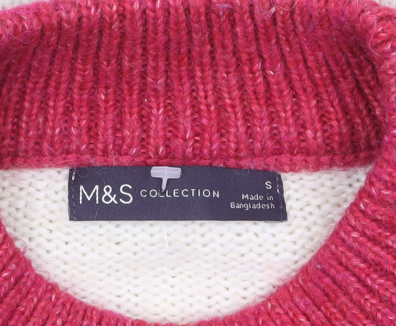 Marks and Spencer Women’s Ivory Floral High Neck Jumper Size S
