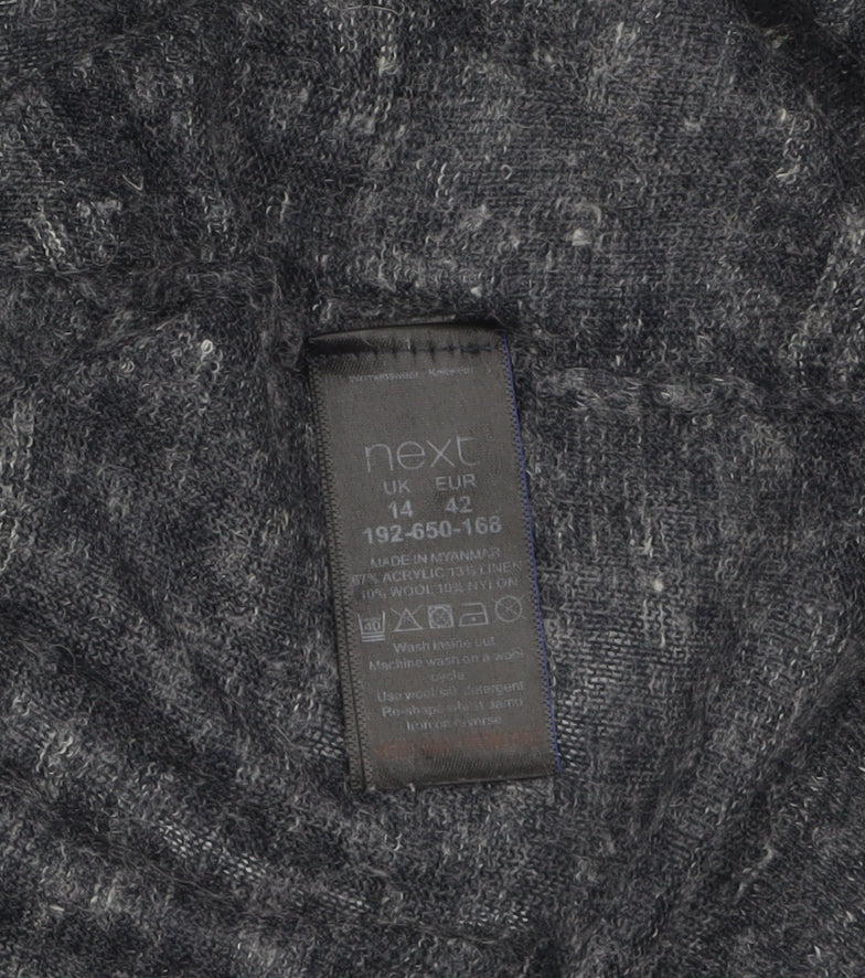 Next Women Grey Knit Open Cardigan Size 14 Relaxed Fit