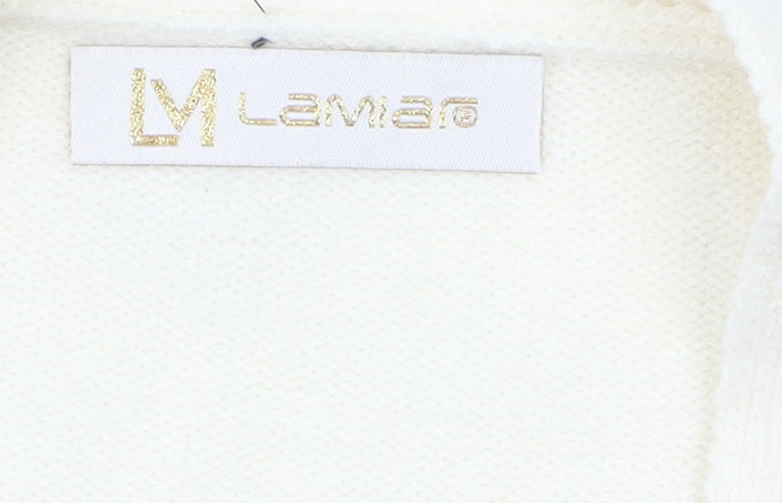 Lamia Womens Beige Sequin Animal Print V-Neck Cardigan One Size