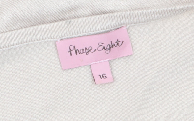 Phase Eight Women Beige Floral Embroidered Jumper Size 16