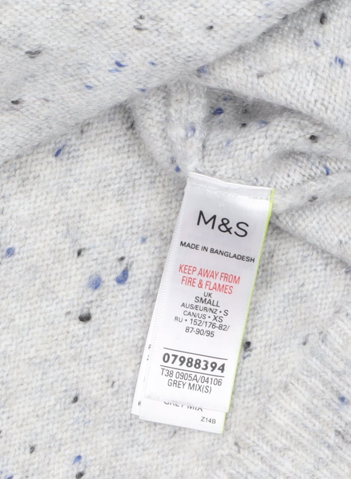 Marks & Spencer Women's Grey Hooded Knit Jumper Small