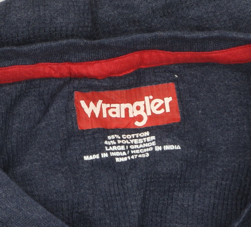 Wrangler Men's Blue Long Sleeve Crew Neck Cotton Blend Top Size L