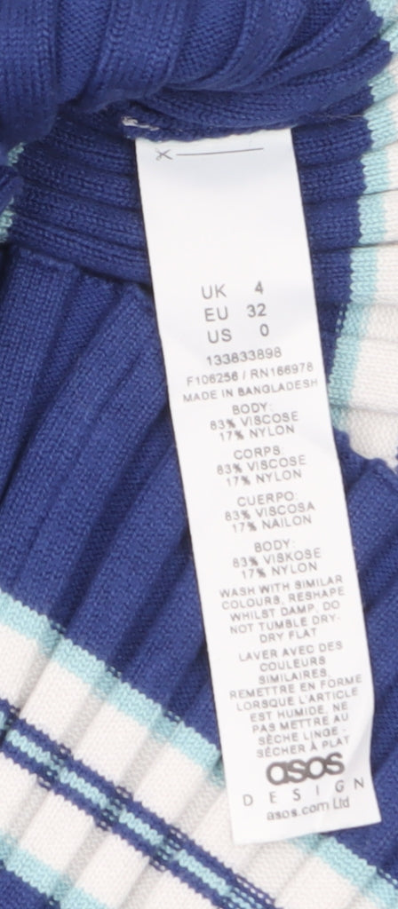 ASOS Design Women's Blue Striped Knit T-Shirt Size 4