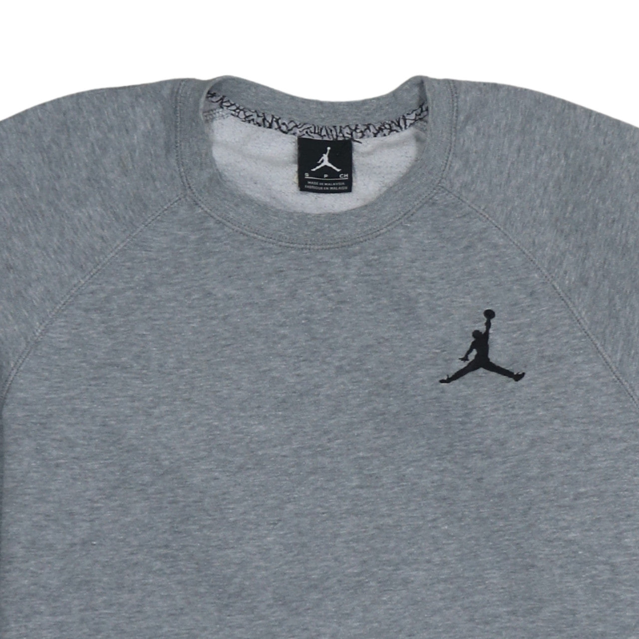 Jordan Men's Grey Crew Neck Sweatshirt Small Embroidered Logo Pullover