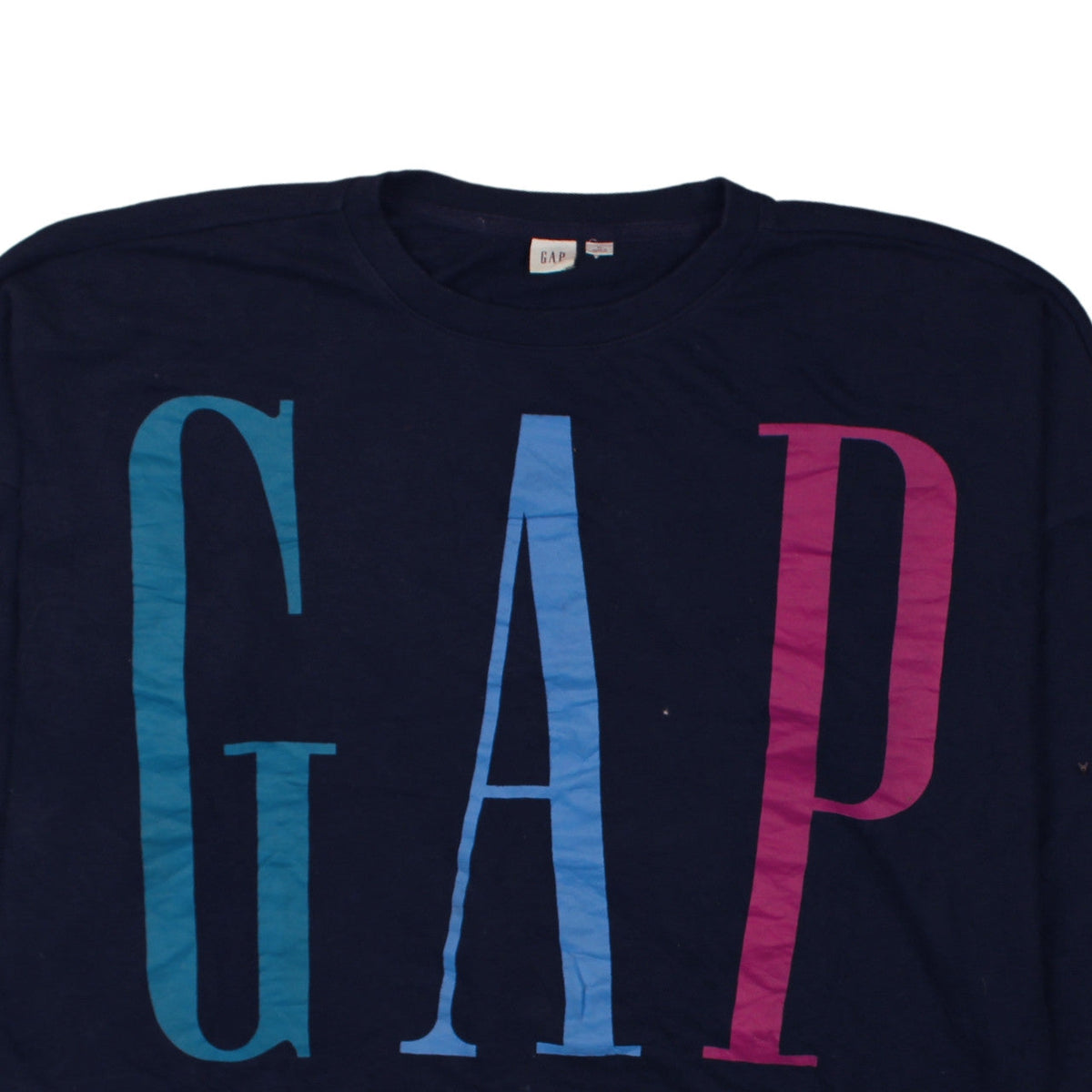 Gap Women Navy Blue Logo Crew Neck Pullover Sweatshirt XL