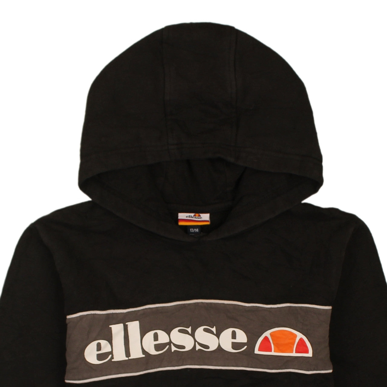 Ellesse Boys Black Pullover Hoodie 13-14 Years Logo Graphic Fleece