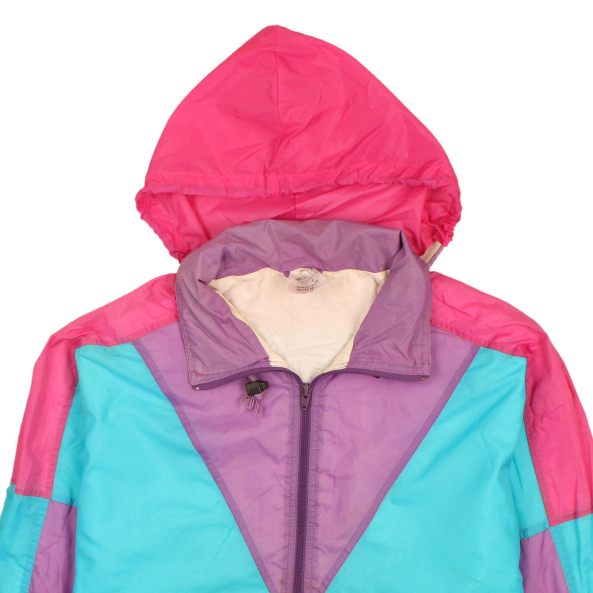 Marc Claire Women's Multicoloured 80s Hooded Windbreaker Jacket Size 10